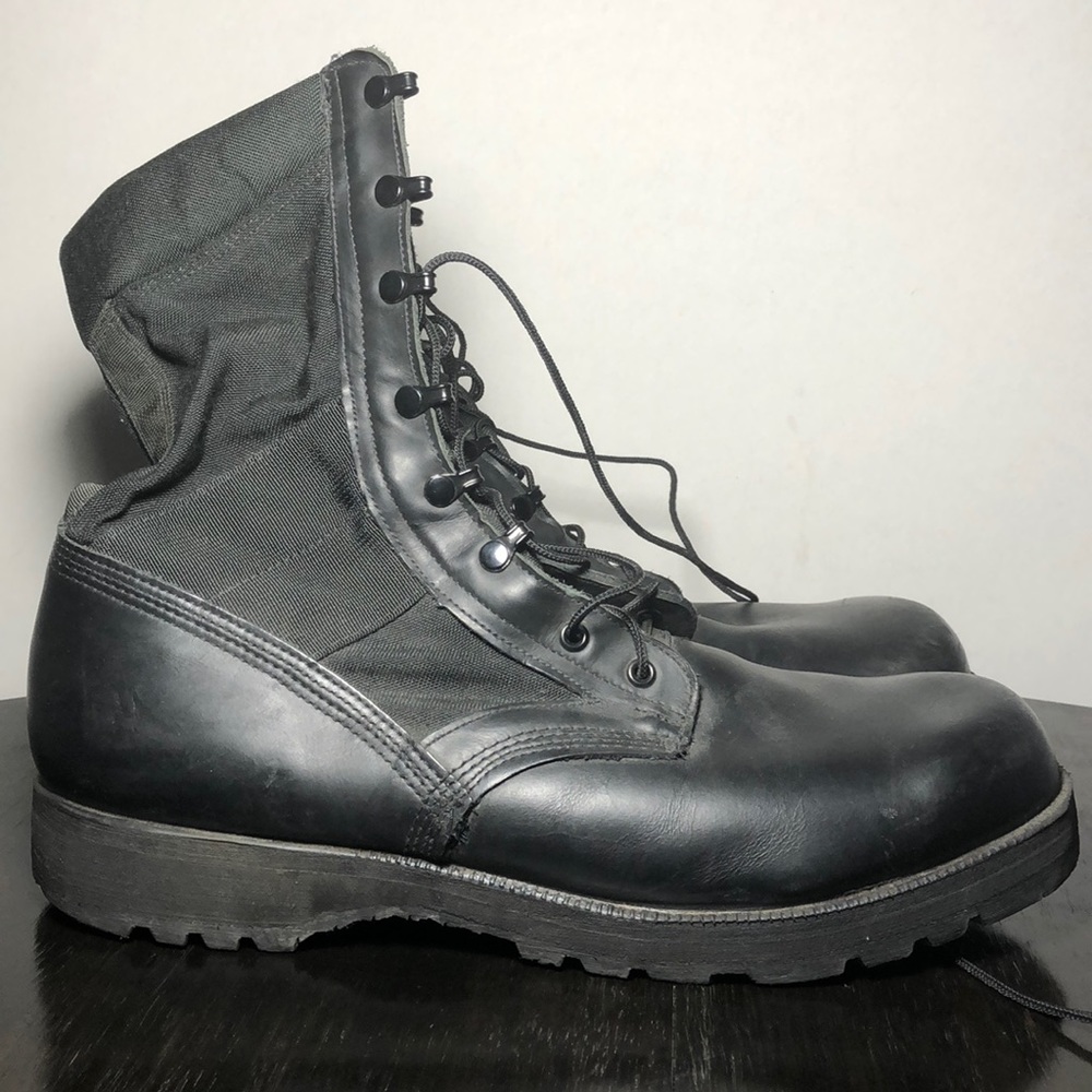 Wellco Jungle Boots Black Leather Military 14.5